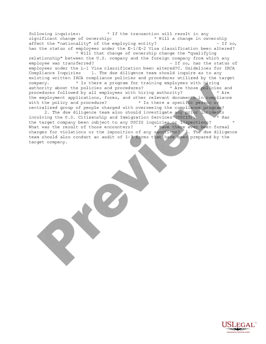 Get Immigration Due Diligence Guidelines and Individual Considerations Preview Immigration Due Diligence Guidelines and Individual Considerations