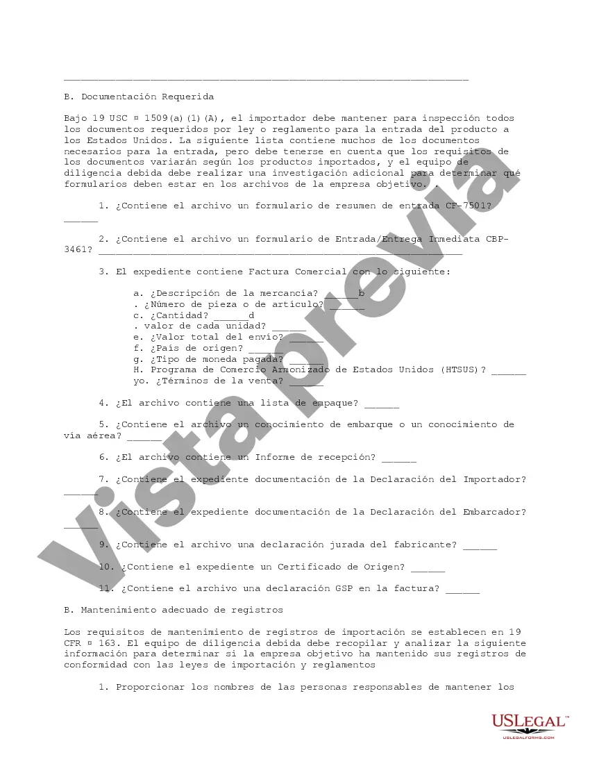 Preview Cumplimiento de importaciones y revisión de registros Diligencia debida
