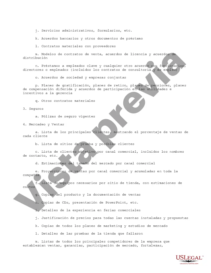 Get Resumen de la lista de verificación de diligencia debida para propósitos de revisión Transacción comercial general Preview Resumen de la lista de verificación de diligencia debida para propósitos de revisión Transacción comercial general