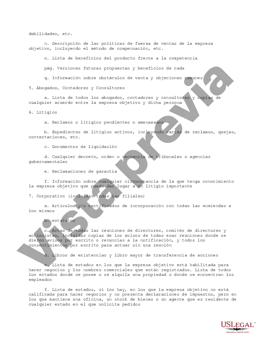 Get Resumen de la lista de verificación de diligencia debida para propósitos de revisión Transacción comercial general Preview Resumen de la lista de verificación de diligencia debida para propósitos de revisión Transacción comercial general