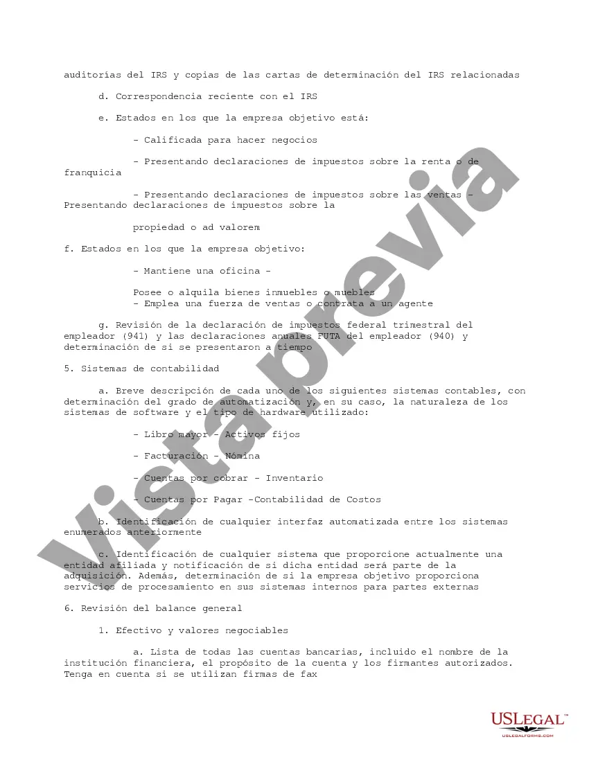 Get Resumen de la lista de verificación de diligencia debida para propósitos de revisión Transacción comercial general Preview Resumen de la lista de verificación de diligencia debida para propósitos de revisión Transacción comercial general