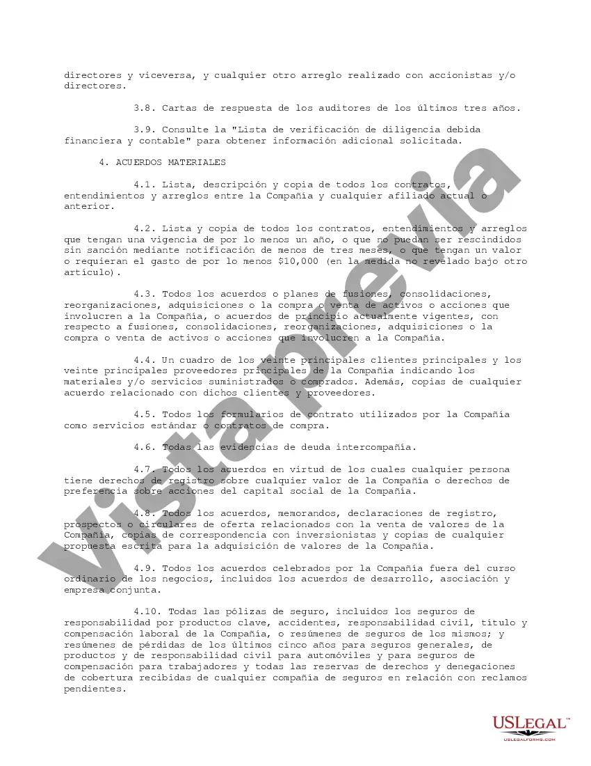 Preview Lista de solicitud de información de diligencia debida operativa industrial priorizada