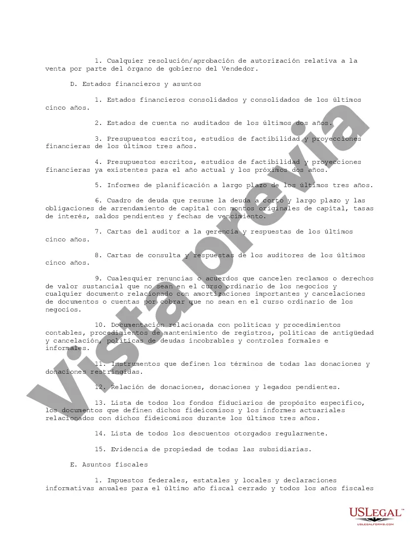 Get Lista de solicitudes de documentos de diligencia debida para la adquisición de hospitales Preview Lista de solicitudes de documentos de diligencia debida para la adquisición de hospitales