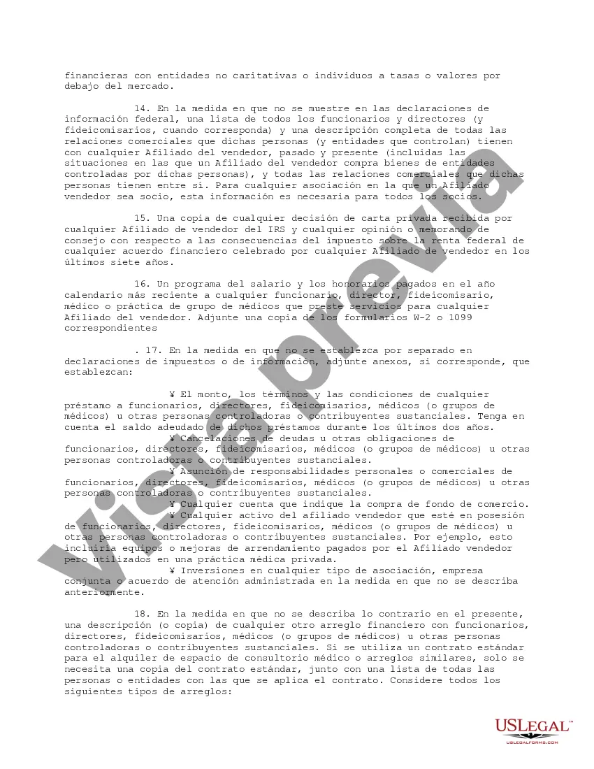 Get Lista de solicitudes de documentos de diligencia debida para la adquisición de hospitales Preview Lista de solicitudes de documentos de diligencia debida para la adquisición de hospitales