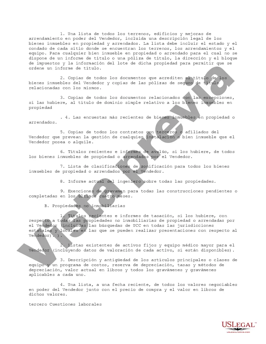 Get Lista de solicitudes de documentos de diligencia debida para la adquisición de hospitales Preview Lista de solicitudes de documentos de diligencia debida para la adquisición de hospitales