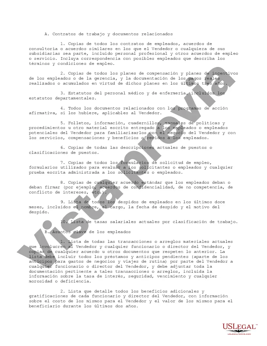 Get Lista de solicitudes de documentos de diligencia debida para la adquisición de hospitales Preview Lista de solicitudes de documentos de diligencia debida para la adquisición de hospitales
