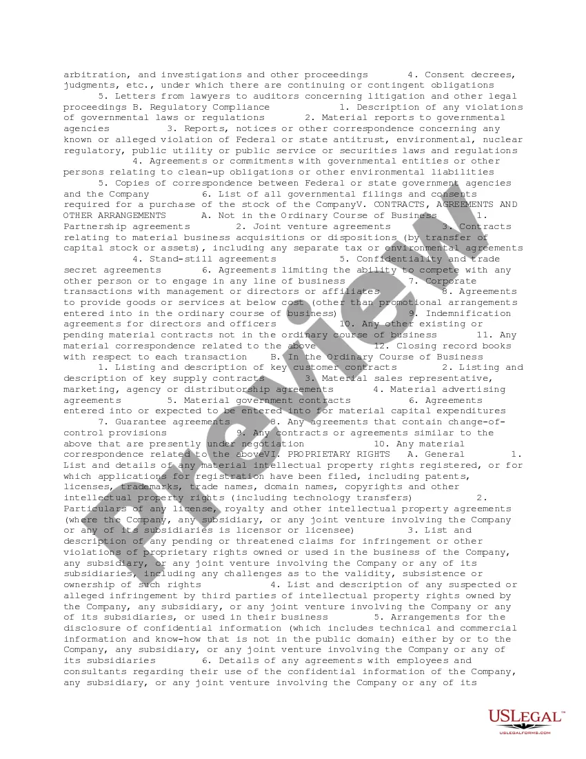 Get Request for Due Diligence Documents from a Technology Company Preview Request for Due Diligence Documents from a Technology Company