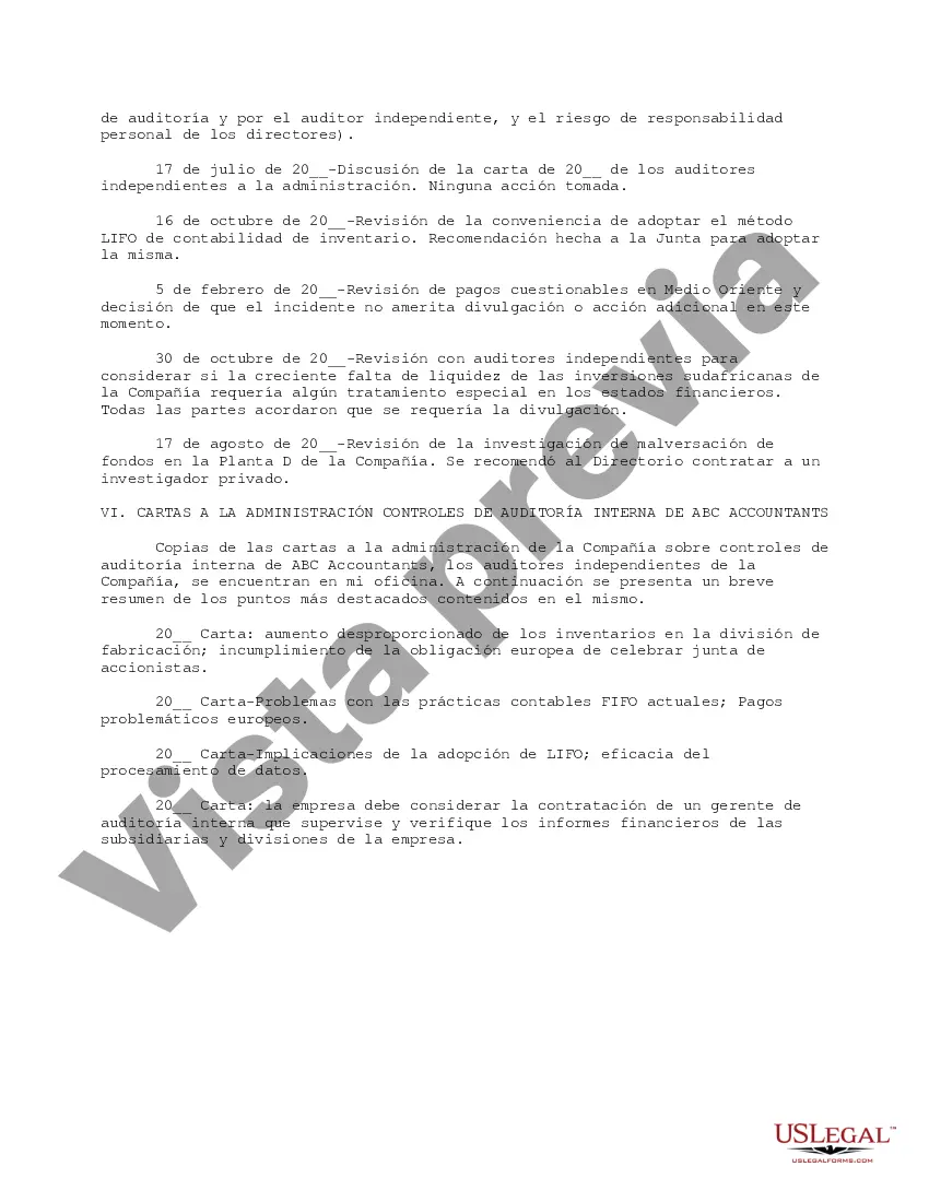 Preview Memorándum de diligencia periódica