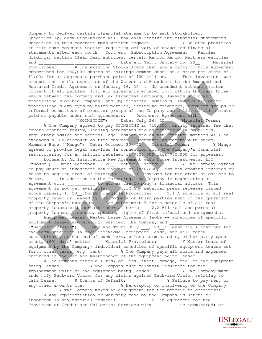Get Due Diligence Memorandum Bankruptcy Restructuring Preview Due Diligence Memorandum Bankruptcy Restructuring