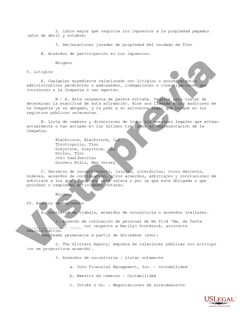 Get Resumen de la revisión inicial de la respuesta a la solicitud de diligencia debida Preview Resumen de la revisión inicial de la respuesta a la solicitud de diligencia debida