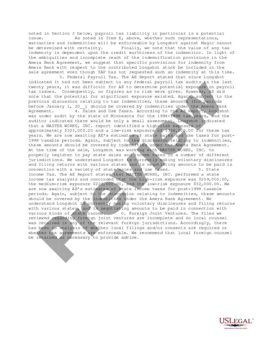 Get Executive Summary of Final Due Diligence Findings Preview Executive Summary of Final Due Diligence Findings