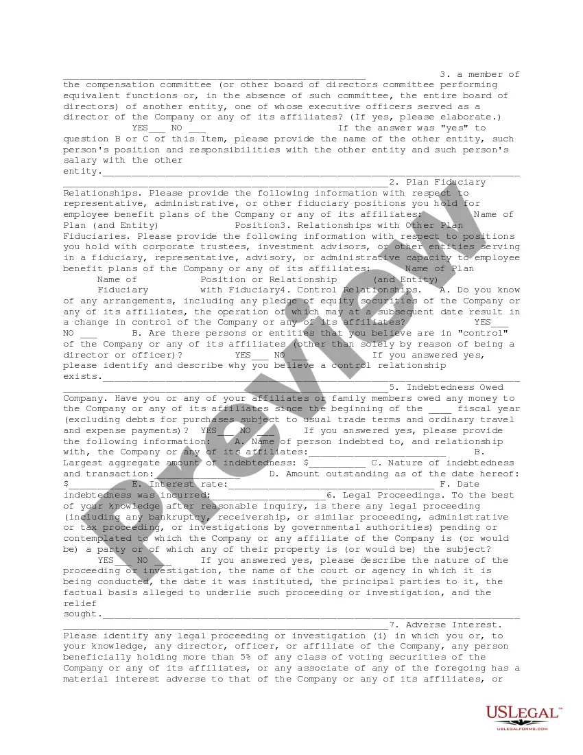Get Comprehensive Selling Stockholder Questionnaire Preview Comprehensive Selling Stockholder Questionnaire