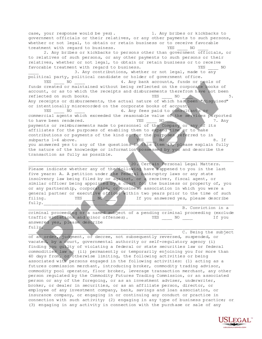 Get Comprehensive Selling Stockholder Questionnaire Preview Comprehensive Selling Stockholder Questionnaire