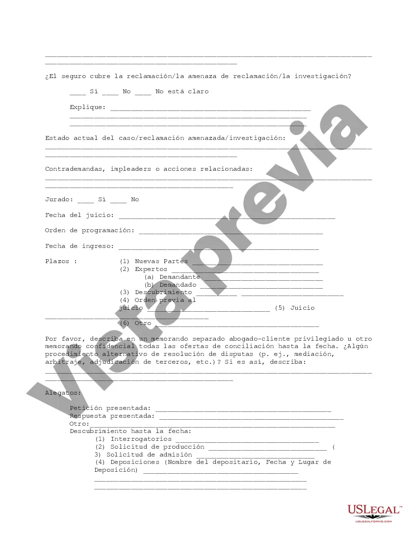 Get Formulario de trabajo de litigios Preview Formulario de trabajo de litigios