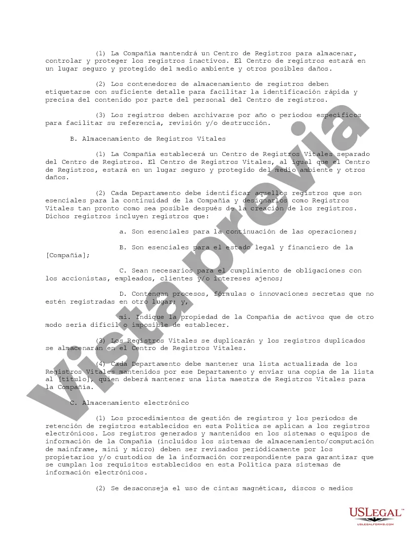 Preview Política de retención de registros