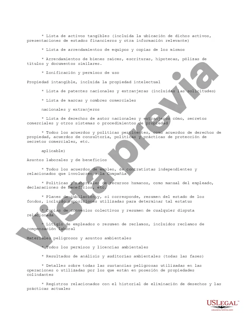 Get Lista de verificación de diligencia debida para adquirir activos o acciones de operaciones en curso Preview Lista de verificación de diligencia debida para adquirir activos o acciones de operaciones en curso