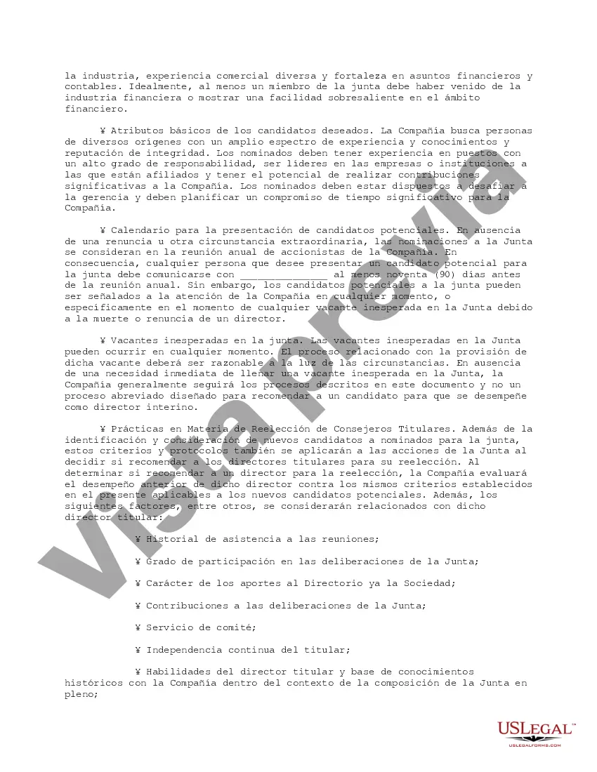 Preview Memorándum sobre los criterios y protocolos de nominación de posibles miembros de la junta