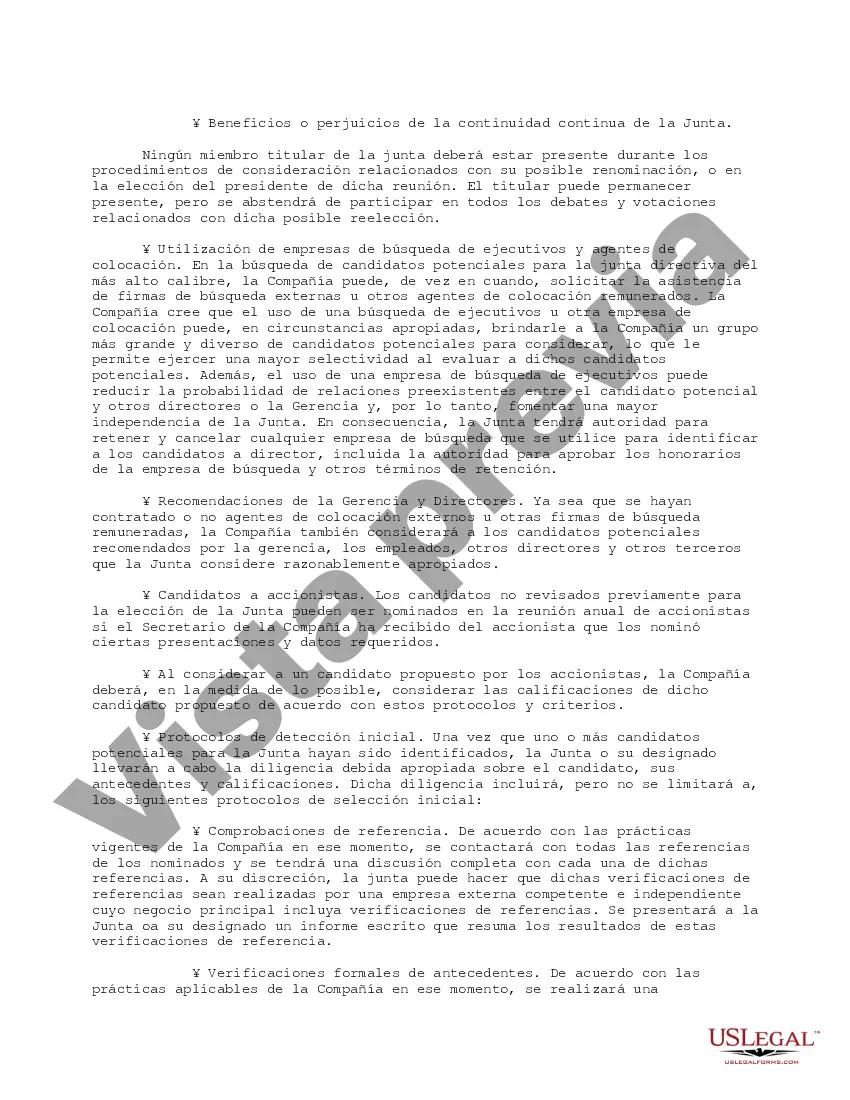 Preview Memorándum sobre los criterios y protocolos de nominación de posibles miembros de la junta