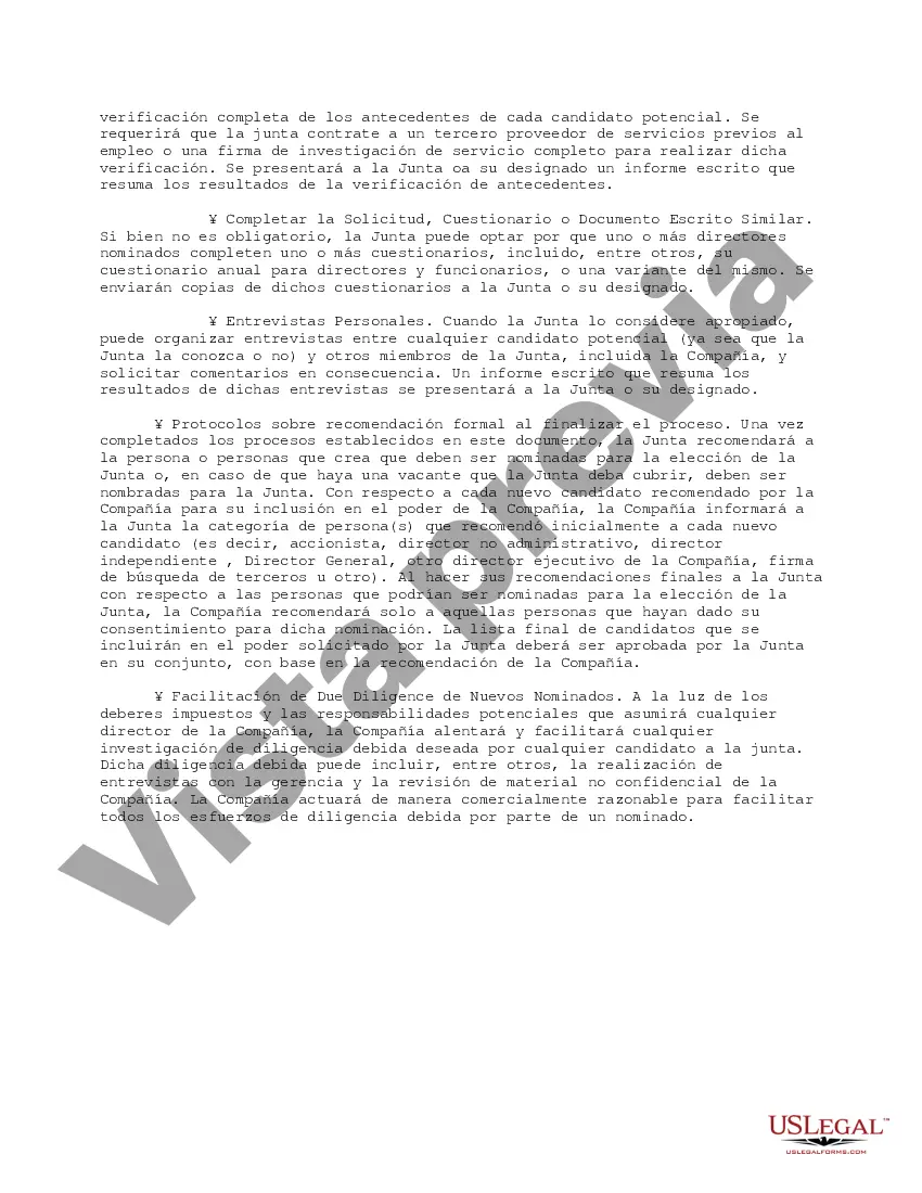 Preview Memorándum sobre los criterios y protocolos de nominación de posibles miembros de la junta