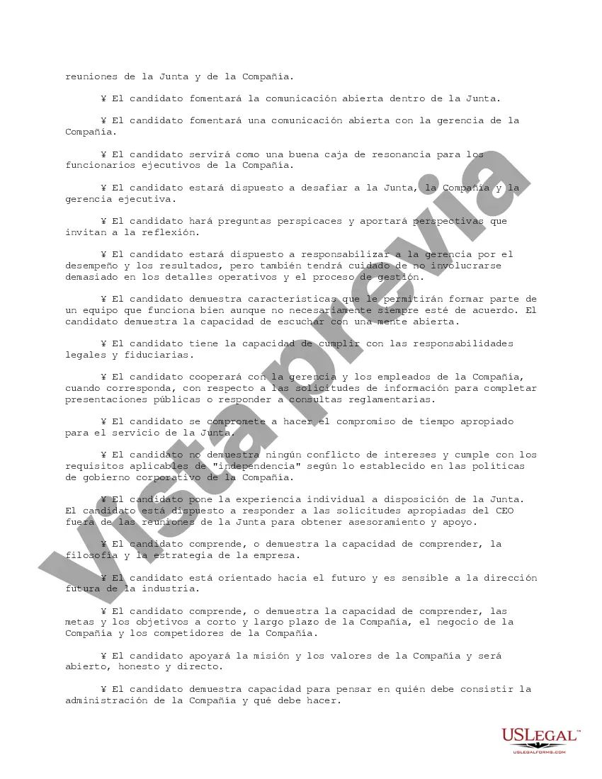 Preview Evaluación de la lista de verificación de los posibles candidatos a miembros de la junta