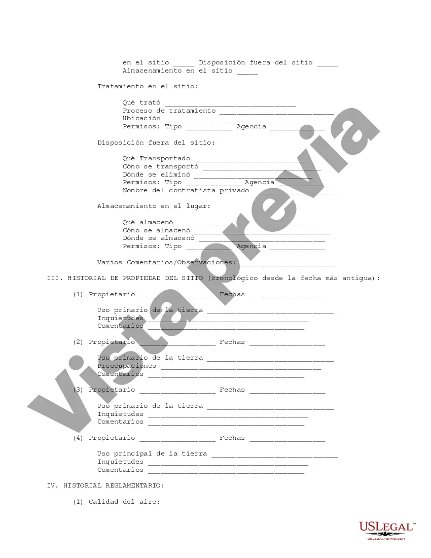 Preview Formulario de trabajo ambiental