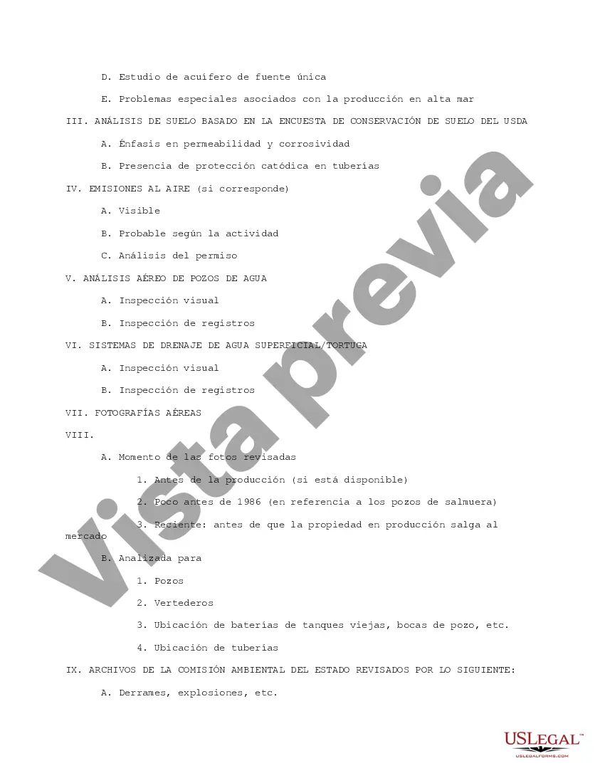 Preview Lista de verificación de evaluación ambiental de propiedades productoras de petróleo y gas