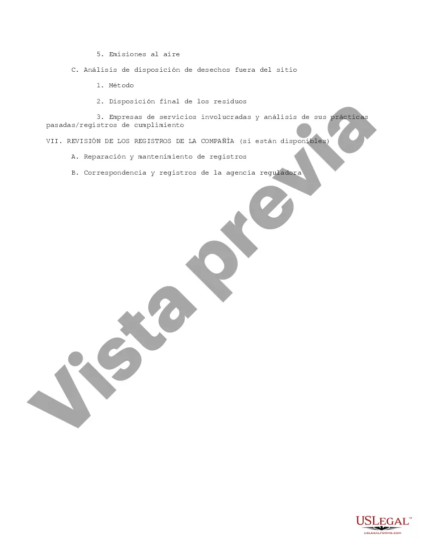 Preview Lista de verificación de evaluación ambiental de propiedades productoras de petróleo y gas