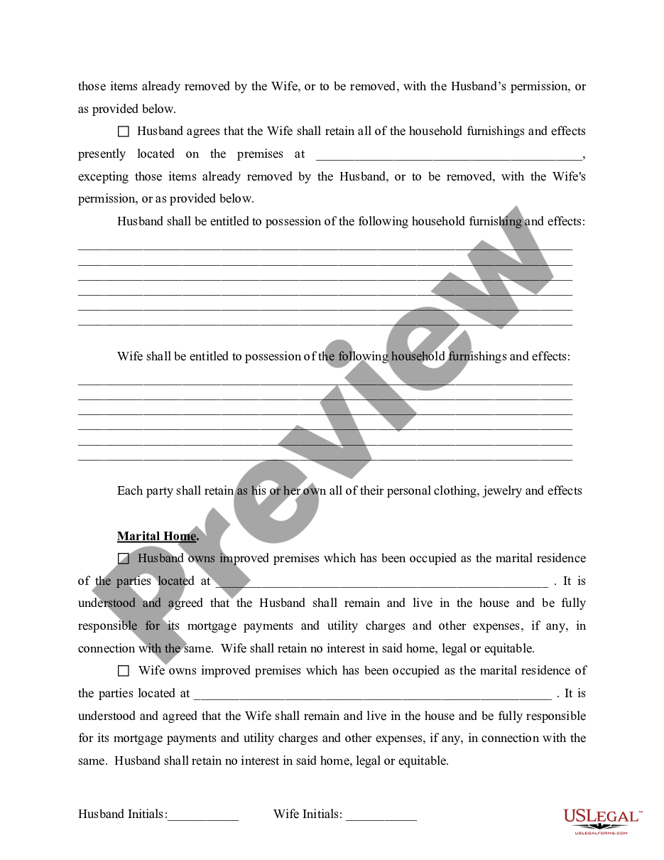 page 4 Marital Domestic Separation and Property Settlement Agreement for persons with No Children, No Joint Property or Debts where Divorce Action Filed preview
