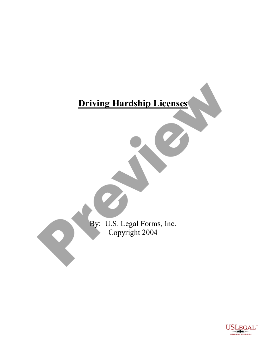 form Driving Hardship Licenses Handbook - Driver's Hardship preview