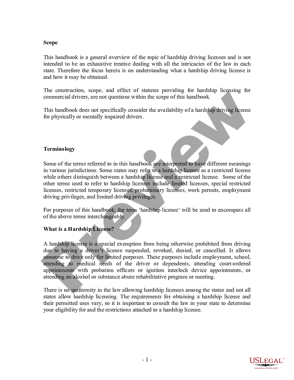 page 2 Driving Hardship Licenses Handbook - Driver's Hardship preview
