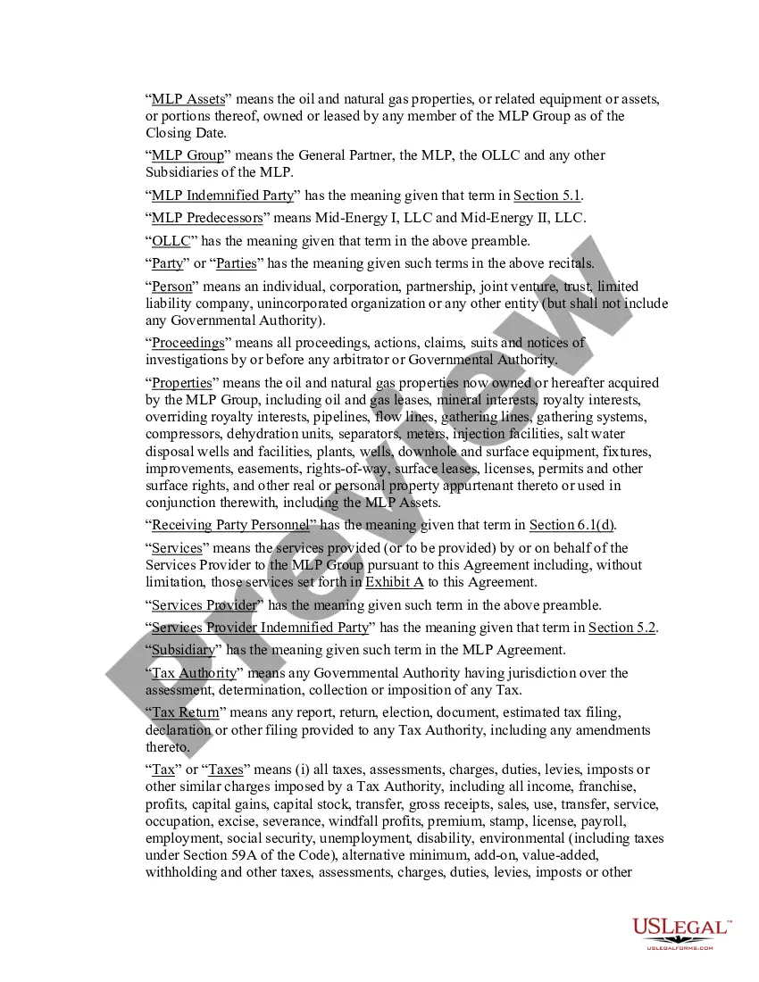 Preview Agreement for the Provision of Services