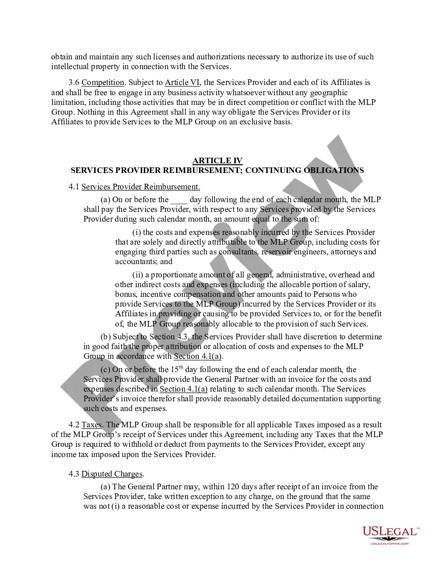 Preview Agreement for the Provision of Services