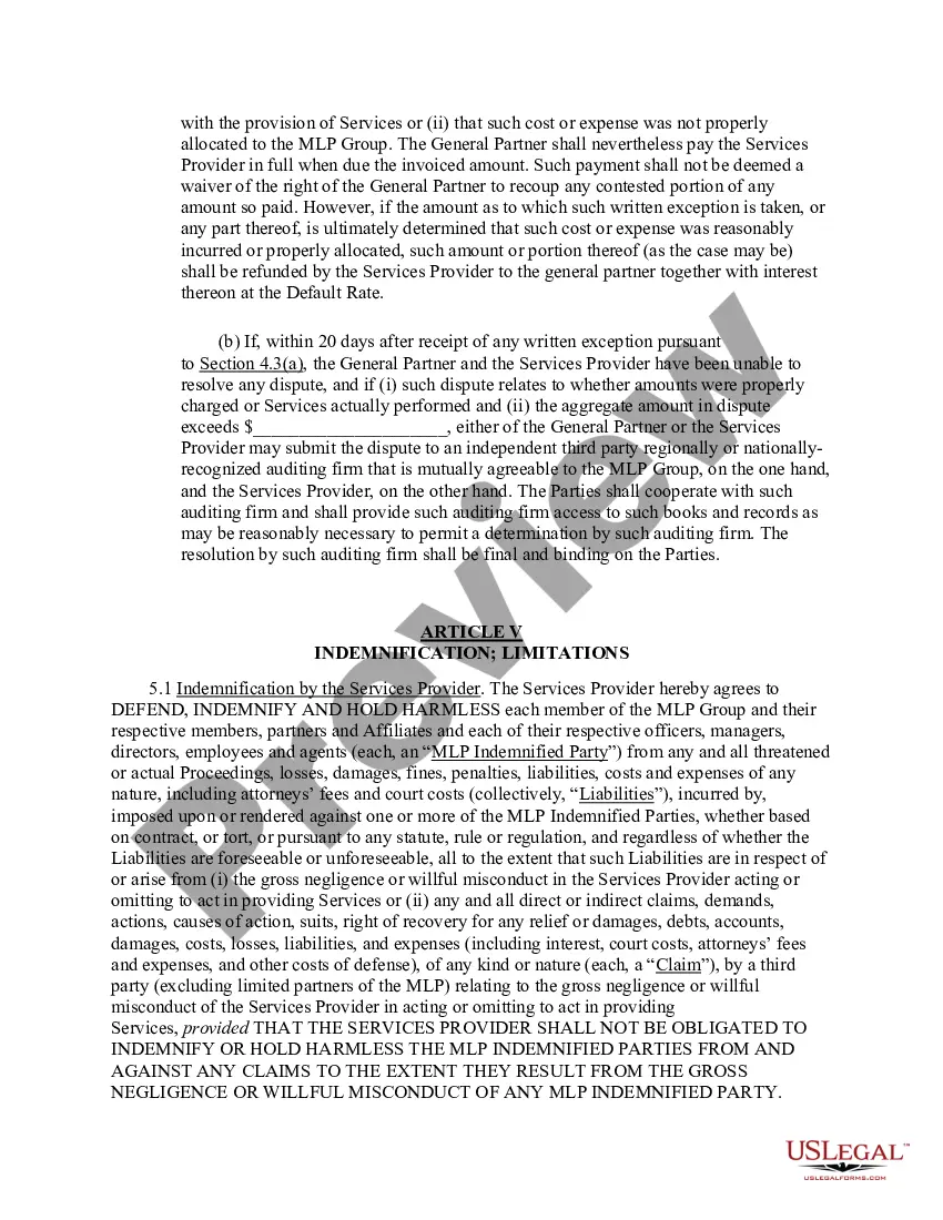 Preview Agreement for the Provision of Services