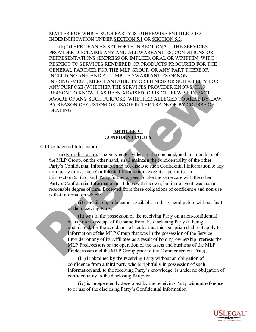 Preview Agreement for the Provision of Services