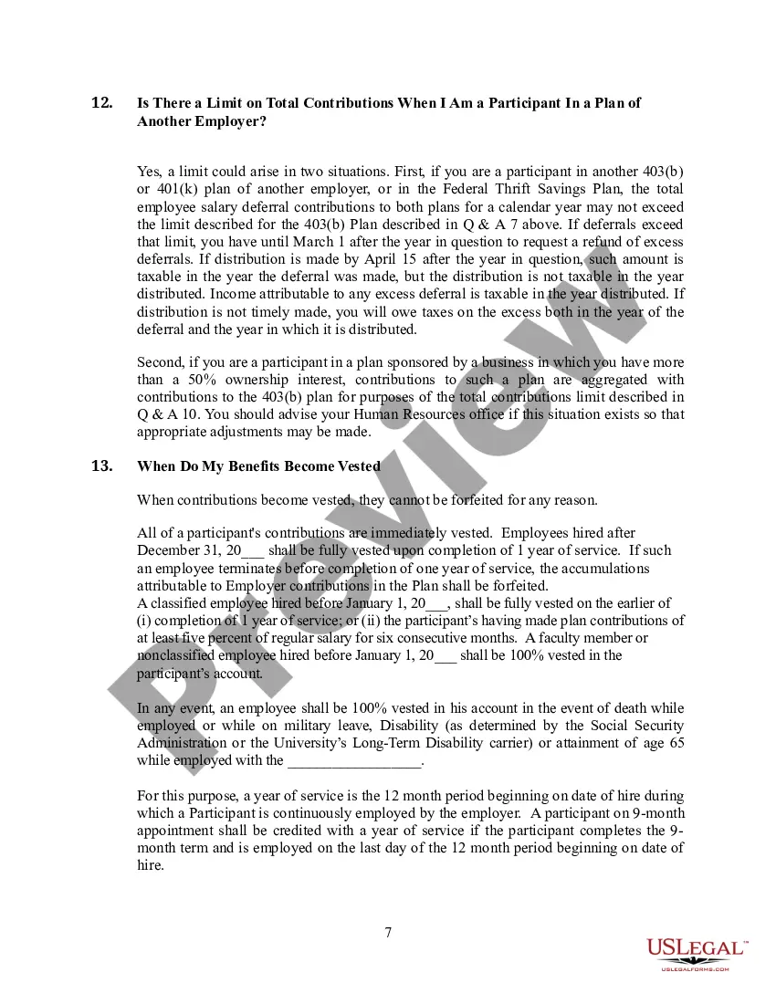 Get Summary Plan Description of University Retirement Plan Preview Summary Plan Description of University Retirement Plan