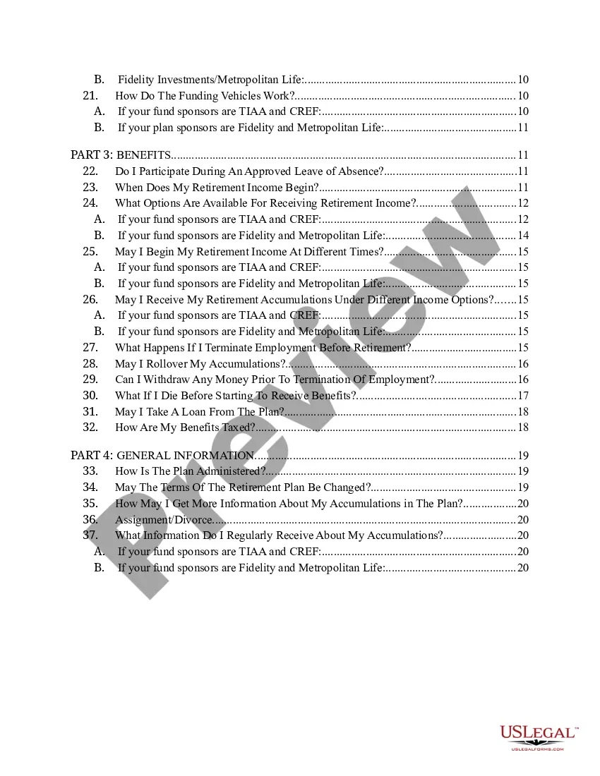 Get Summary Plan Description of University Retirement Plan Preview Summary Plan Description of University Retirement Plan