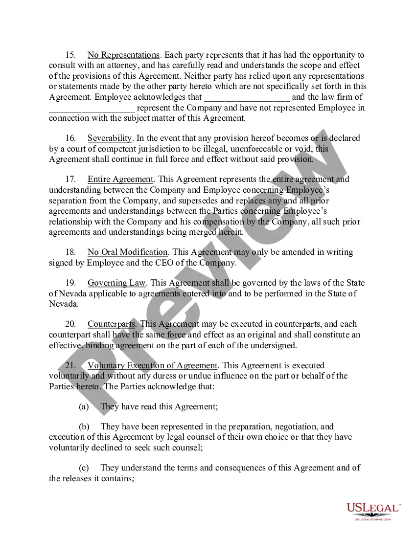 Get Separation Agreement and Mutual Release Preview Separation Agreement and Mutual Release