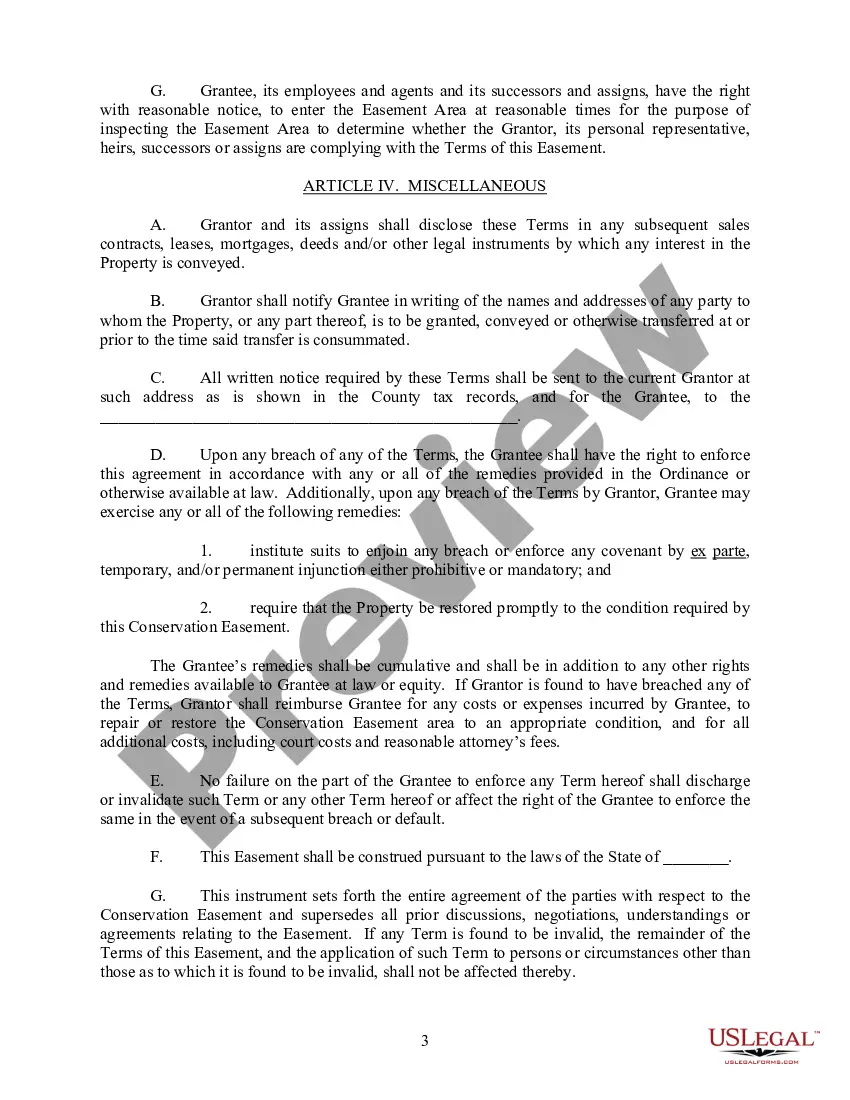 Get Forest Conservation Ordinance Easement Preview Forest Conservation Ordinance Easement