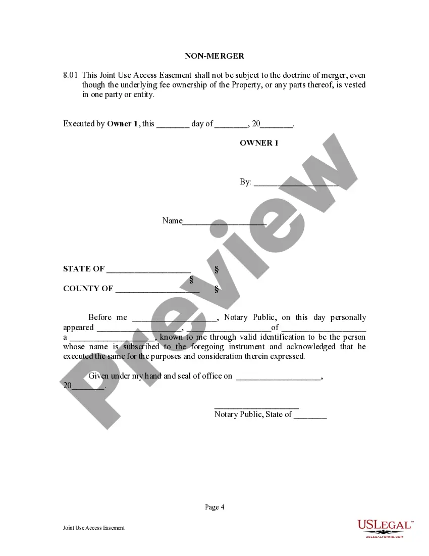 Get Joint Use Access Easement Preview Joint Use Access Easement