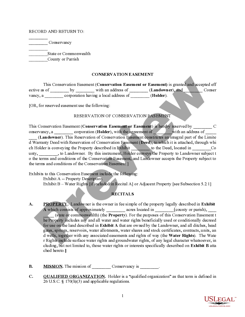Conservation Easement US Legal Forms