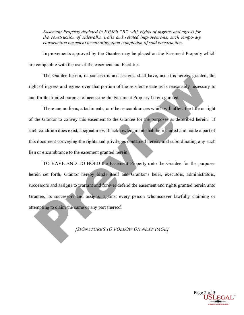 Pedestrian Access Easement Pedestrian Access Easement US Legal Forms