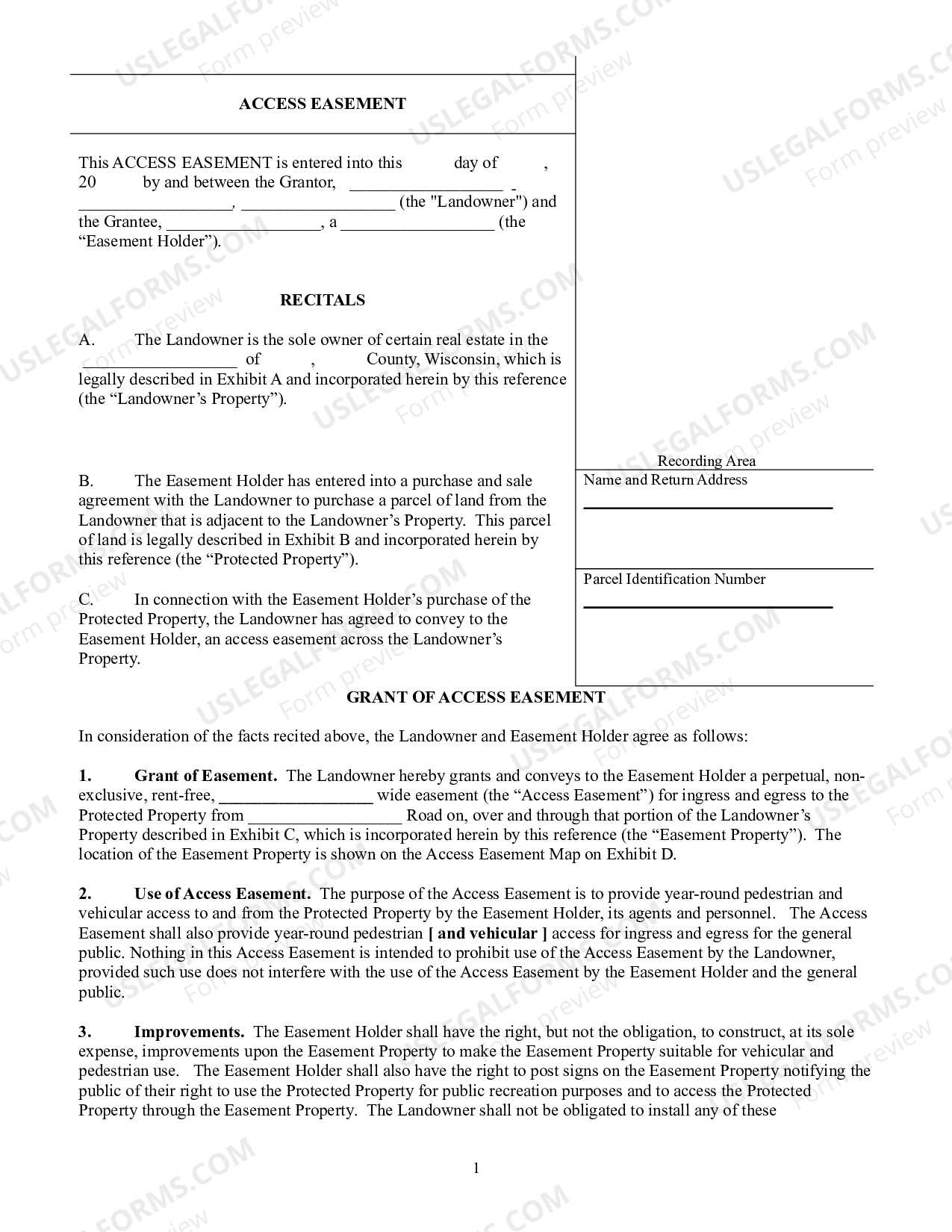 Access Easement US Legal Forms