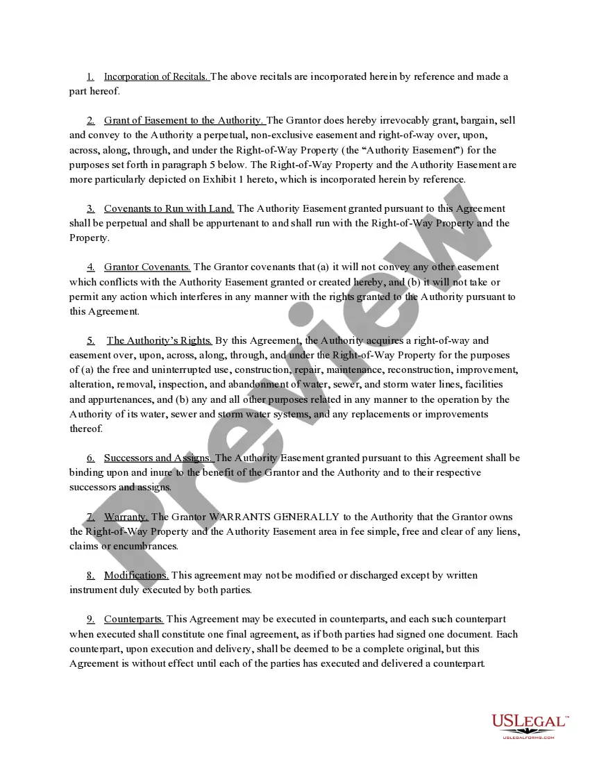 Preview Easement Agreement