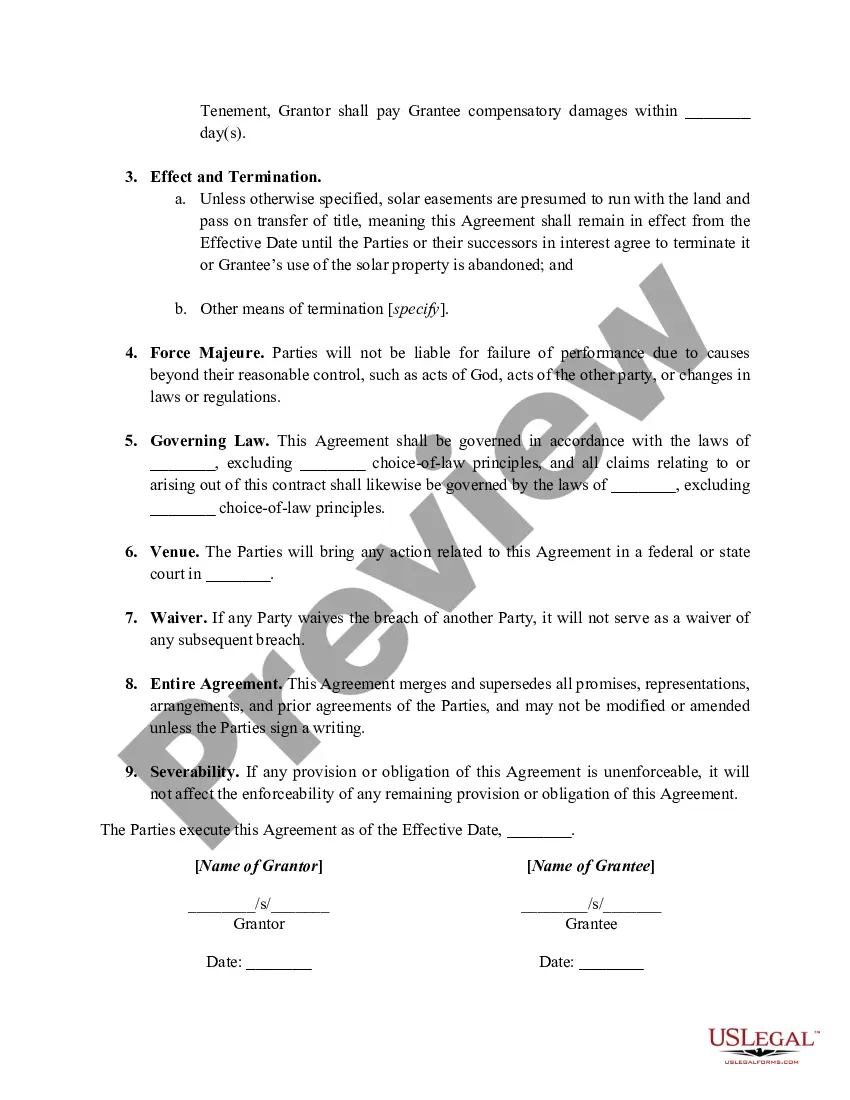 Preview Solar Easement