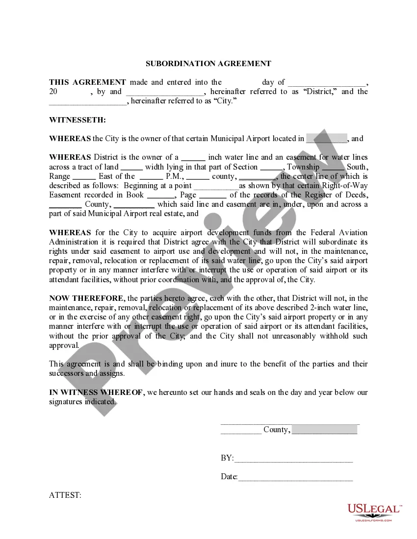 Preview Sample Subordination Agreement