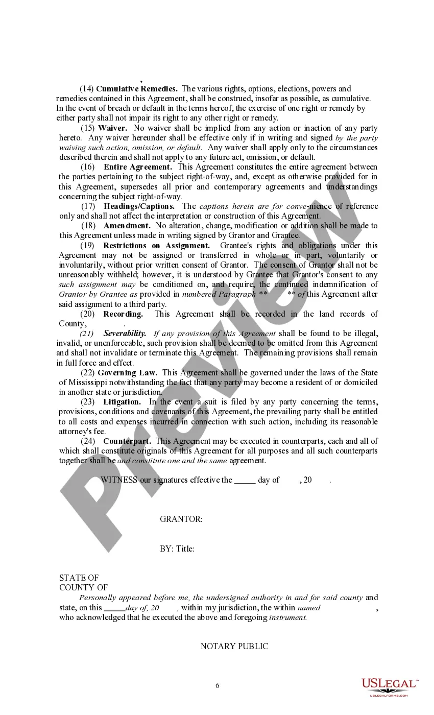 Get Right of Way and Easement for Additional Pipeline Preview Right of Way and Easement for Additional Pipeline