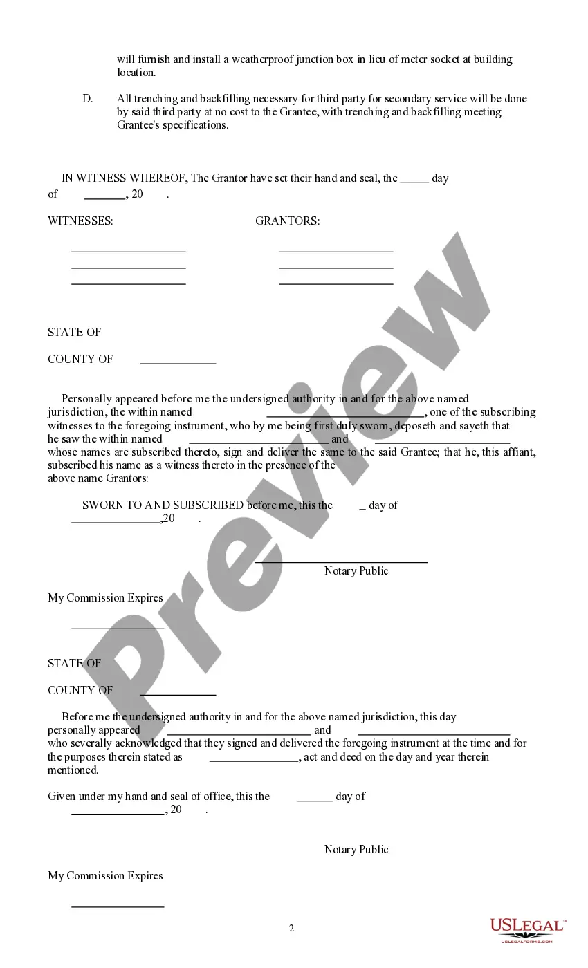 Get Right of Way Easement and Underground Conductor Agreement Preview Right of Way Easement and Underground Conductor Agreement