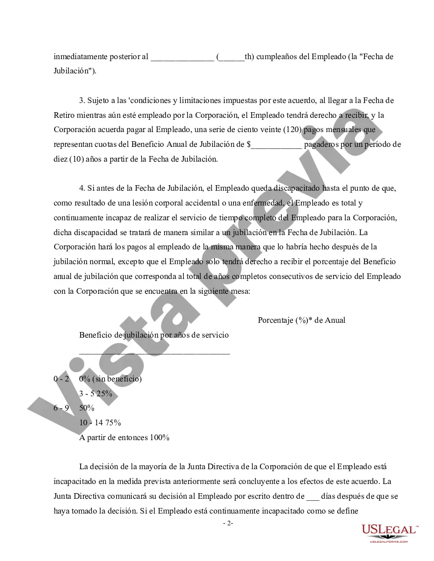 Preview Acuerdo de compensación diferida de beneficios definidos no calificados