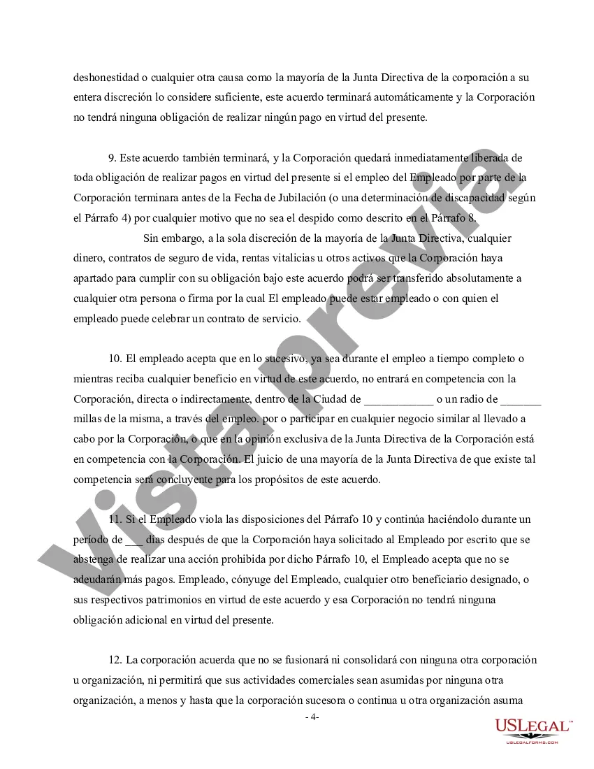 Preview Acuerdo de compensación diferida de beneficios definidos no calificados