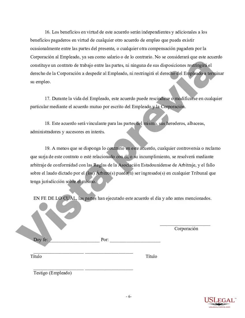 Preview Acuerdo de compensación diferida de beneficios definidos no calificados